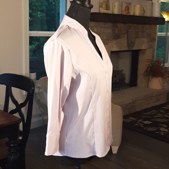 DCC Missy Purple Easy Care Stretch Quarter Sleeve Button Down - Picture 2 of 7